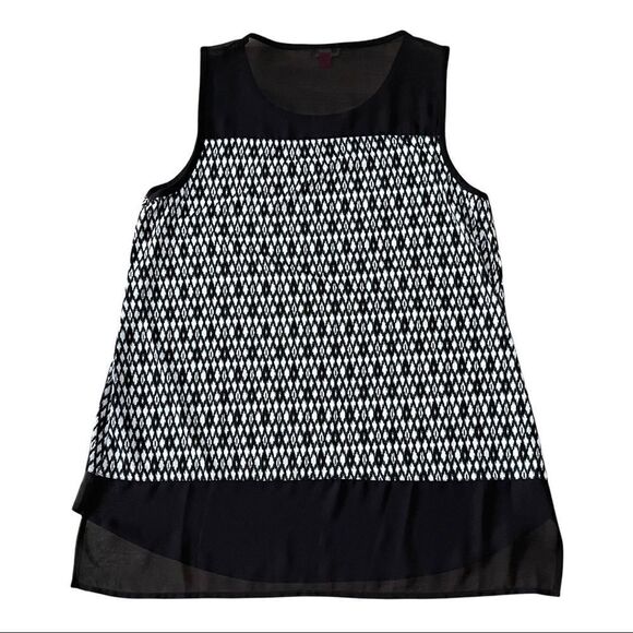 Vince Camuto Sheer Yoke B&W Sleeveless Top MEDIUM - Picture 3 of 8